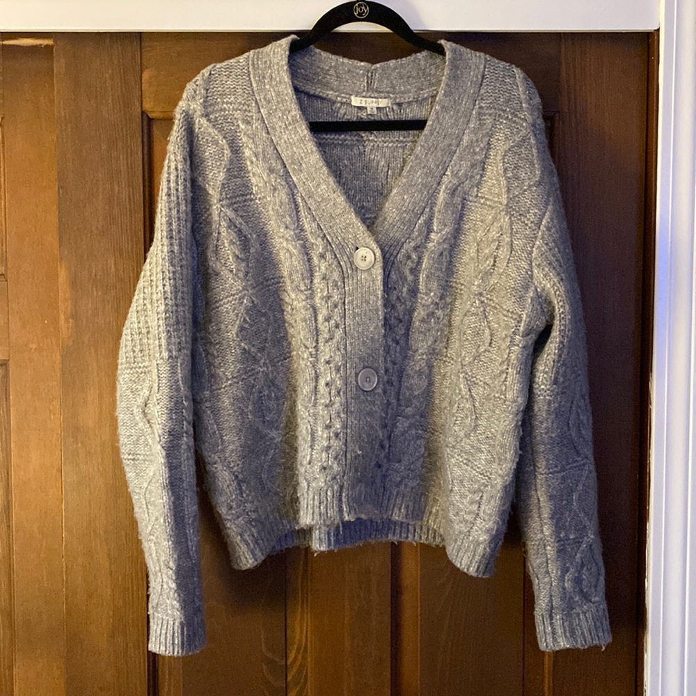 Z SUPPLY Women's Ryleigh Cable Knit Cardigan grey marled medium